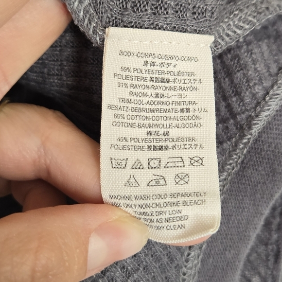 Free People Must Have Henley Gray Waffle Thermal Top Size XS Long Sleeve Light - Picture 9 of 11